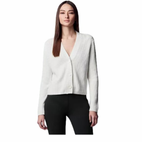 Simply Vera Wang Womens White V Neck Button Front Knit Cardigan Sweater Sz S New - Picture 1 of 9